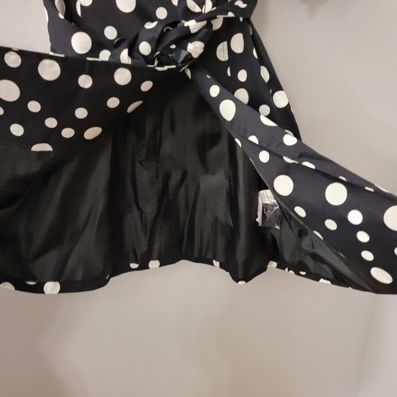 Stylish Polka Dot Trench Coat  Double Breasted Half Sleeve Mid Length Sz M - Picture 9 of 16